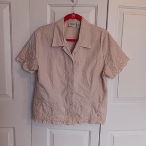 Classic Elements Beigh Blouse w/lace, Sz PL